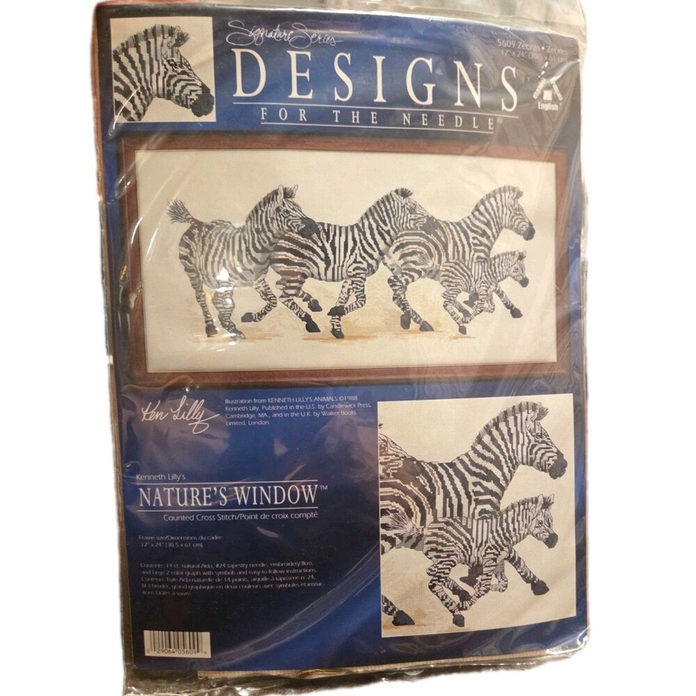 Designs For the Needle Zebras  Counted Cross Stitch Kit 5609 Kenneth Lilly